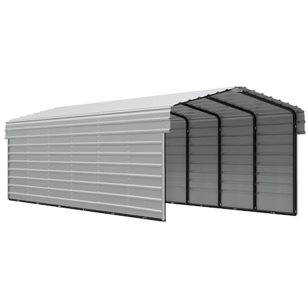 Arrow Storage Products Galvanized Steel Carport, W/ 2-Sided Enclosure, Compact Car Metal Carport Kit, 10'x29'x7', Eggshell CPH102907ECL2